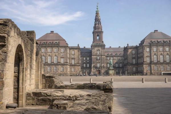 View from Thorvaldsens Museum toward Christiansborg Palace on Slotsholmen